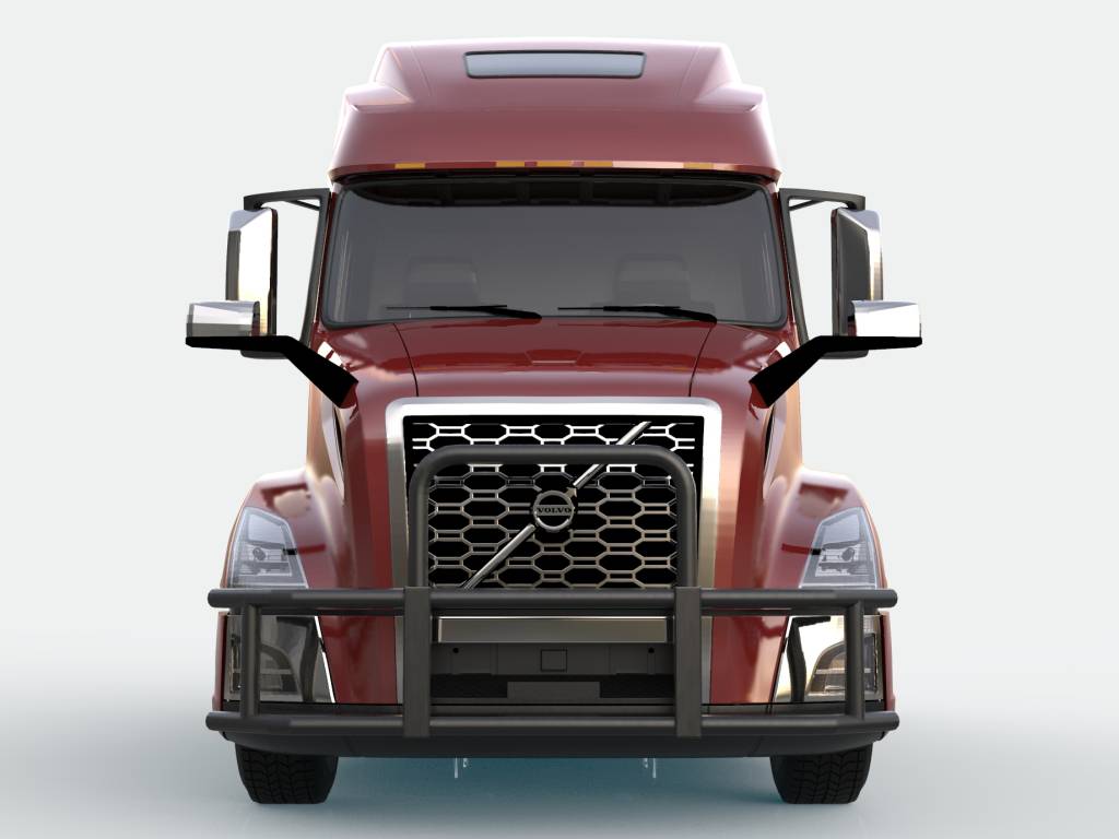 Semi Truck Accessories Volvo VNL 2019-2020 Black Finish Bumper Deer Moose  Guard with Built in LED bar - Rectangular Tube Plus Logo, Wipers, License