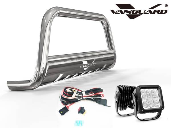Vanguard Off-Road - Vanguard Stainless Steel Bull Bar 4.5in Cube LED Kit | Compatible with 04-10 Infiniti QX56 / 05-16 Nissan Armada Excludes Titanium models/ 04-15 Nissan Titan