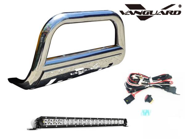 Vanguard Off-Road - Vanguard Stainless Steel Bull Bar 20in LED Kit | Compatible with 05-24 Nissan Frontier Excludes Nismo models/ 05-07 Nissan Pathfinder / 05-15 Nissan Xterra